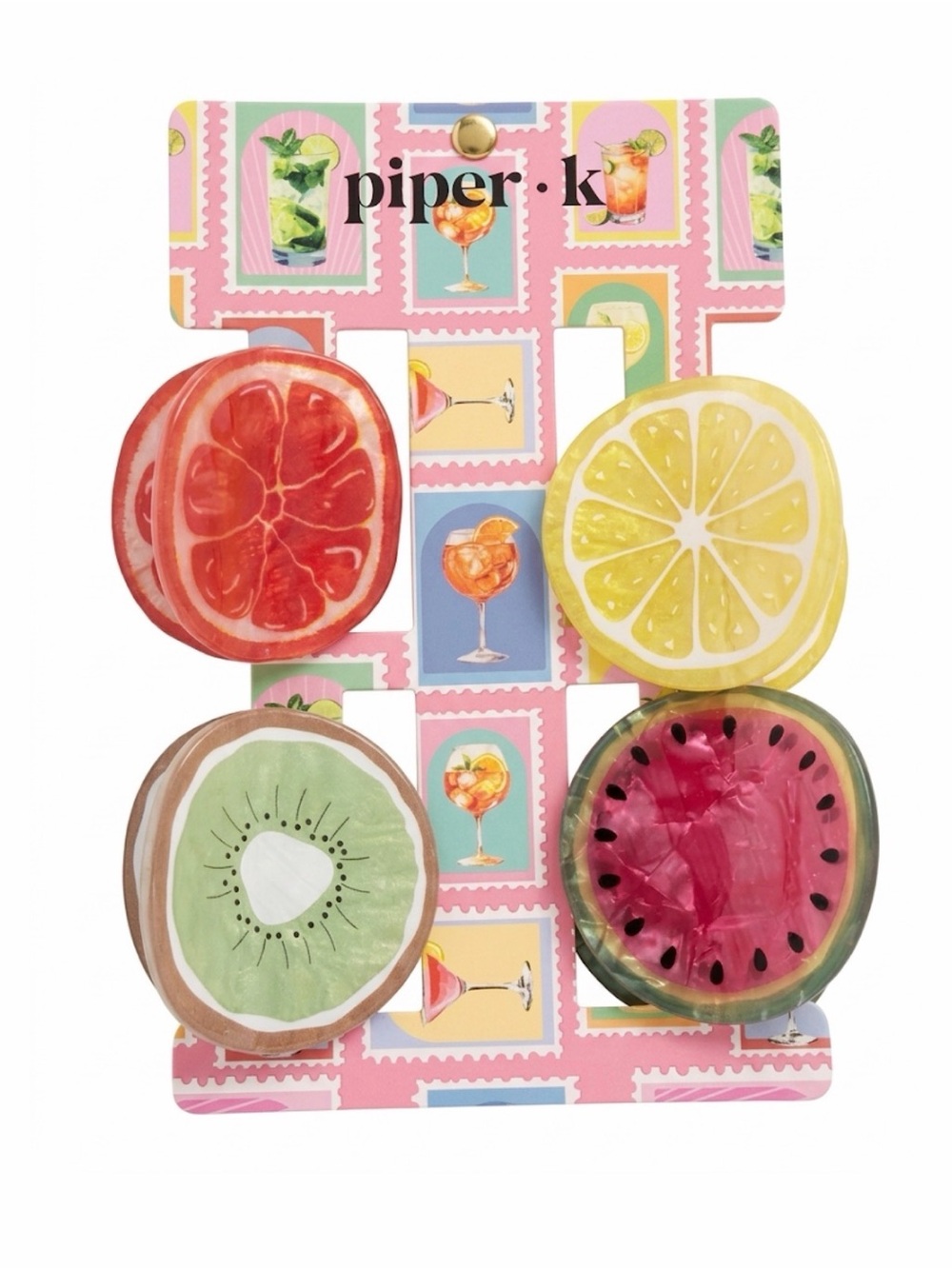 NWT 🍉🍋🥝🍊 Piper K Fruit Themed Hair Claw Clips Set of 4 - Picture 3 of 14